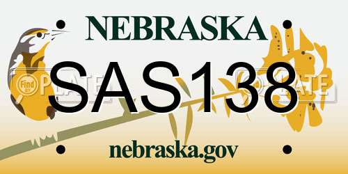 SAS138 Nebraska License Plate