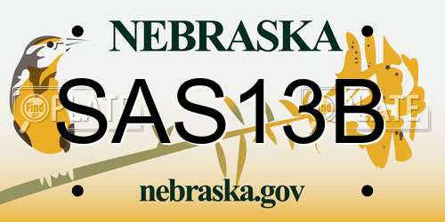 SAS13B Nebraska License Plate