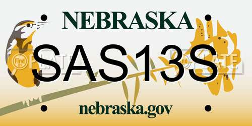 SAS13S Nebraska License Plate