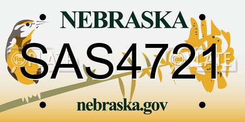 SAS4721 Nebraska License Plate
