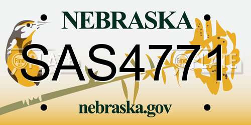 SAS4771 Nebraska License Plate