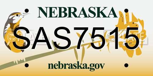 SAS7515 Nebraska License Plate