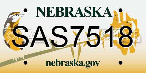 SAS7518 Nebraska License Plate