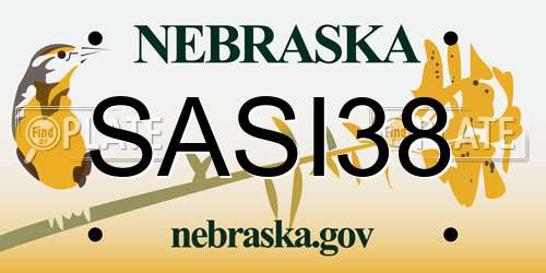 SASI38 Nebraska License Plate