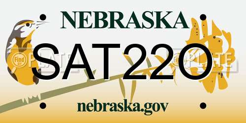 SAT22O Nebraska License Plate