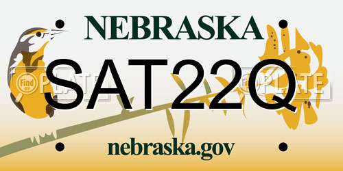 SAT22Q Nebraska License Plate