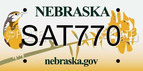 SAT770 Nebraska License Plate