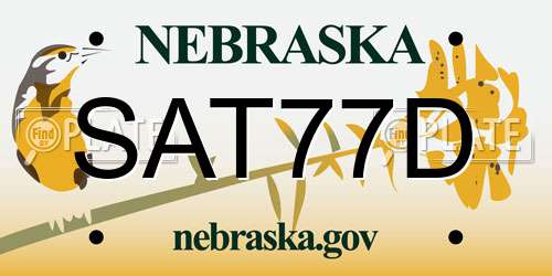 SAT77D Nebraska License Plate