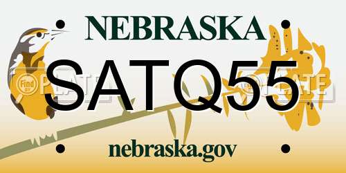 SATQ55 Nebraska License Plate