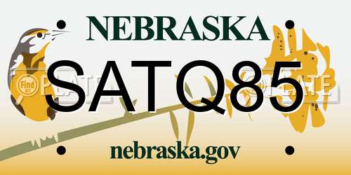 SATQ85 Nebraska License Plate