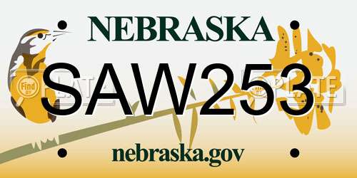 SAW253 Nebraska License Plate