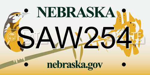 SAW254 Nebraska License Plate