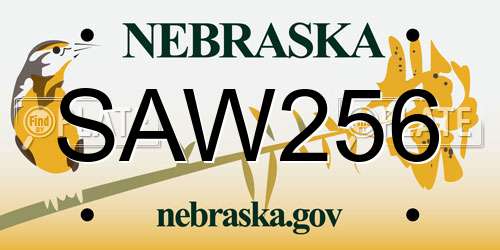 SAW256 Nebraska License Plate