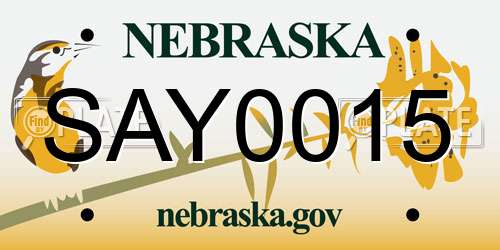 SAY0015 Nebraska License Plate