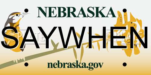 SAYWHEN Nebraska License Plate