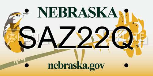 SAZ22Q Nebraska License Plate