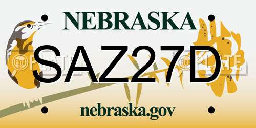 SAZ27D Nebraska License Plate