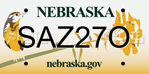 SAZ27O Nebraska License Plate