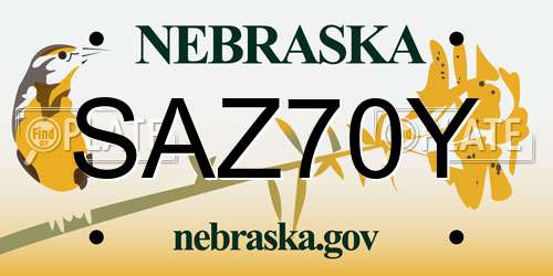 SAZ70Y Nebraska License Plate