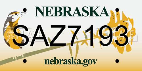 SAZ7193 Nebraska License Plate