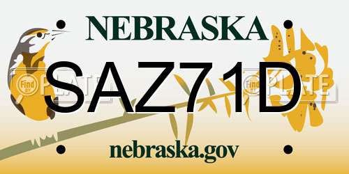 SAZ71D Nebraska License Plate