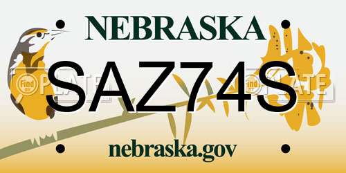 SAZ74S Nebraska License Plate