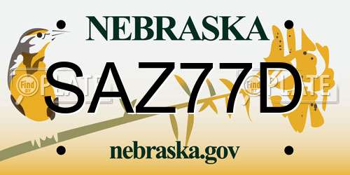 SAZ77D Nebraska License Plate