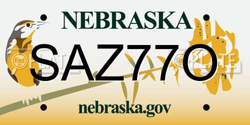 SAZ77O Nebraska License Plate