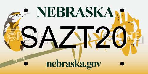 SAZT20 Nebraska License Plate