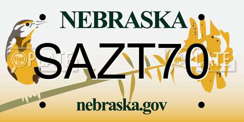 SAZT70 Nebraska License Plate
