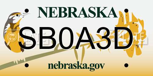 SB0A3D Nebraska License Plate