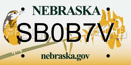 SB0B7V Nebraska License Plate