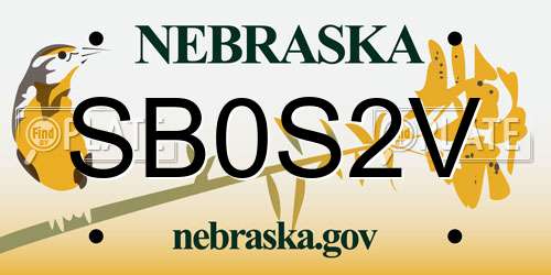 SB0S2V Nebraska License Plate