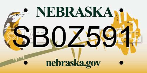 SB0Z591 Nebraska License Plate