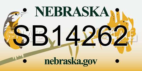 SB14262 Nebraska License Plate