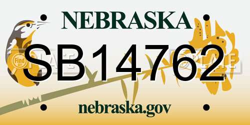 SB14762 Nebraska License Plate