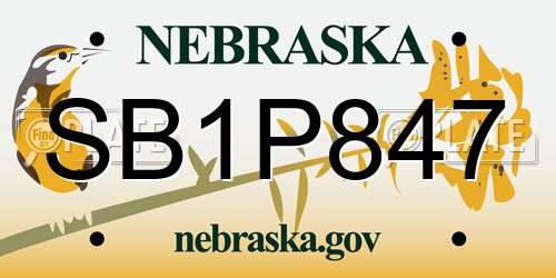 SB1P847 Nebraska License Plate