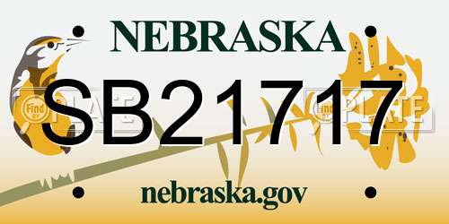 SB21717 Nebraska License Plate