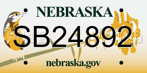 SB24892 Nebraska License Plate