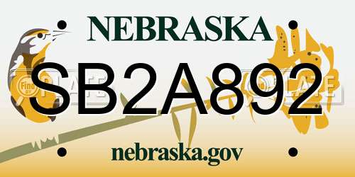 SB2A892 Nebraska License Plate