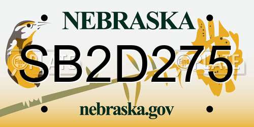 SB2D275 Nebraska License Plate