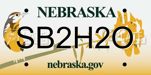 SB2H2O Nebraska License Plate