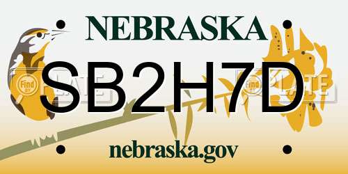 SB2H7D Nebraska License Plate