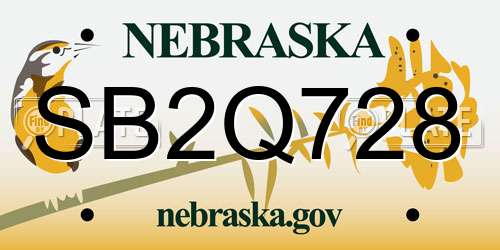 SB2Q728 Nebraska License Plate