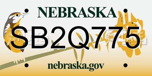 SB2Q775 Nebraska License Plate