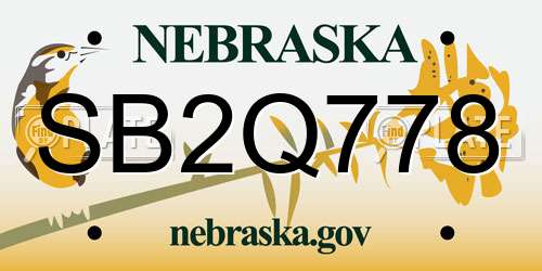 SB2Q778 Nebraska License Plate