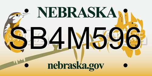SB4M596 Nebraska License Plate
