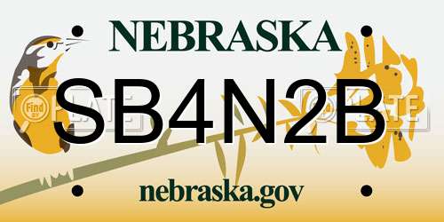 SB4N2B Nebraska License Plate