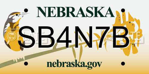 SB4N7B Nebraska License Plate