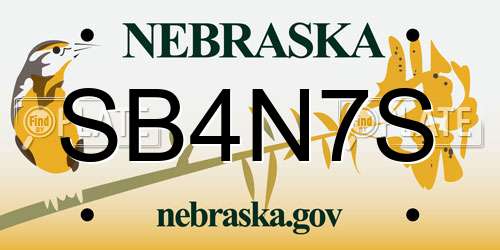 SB4N7S Nebraska License Plate